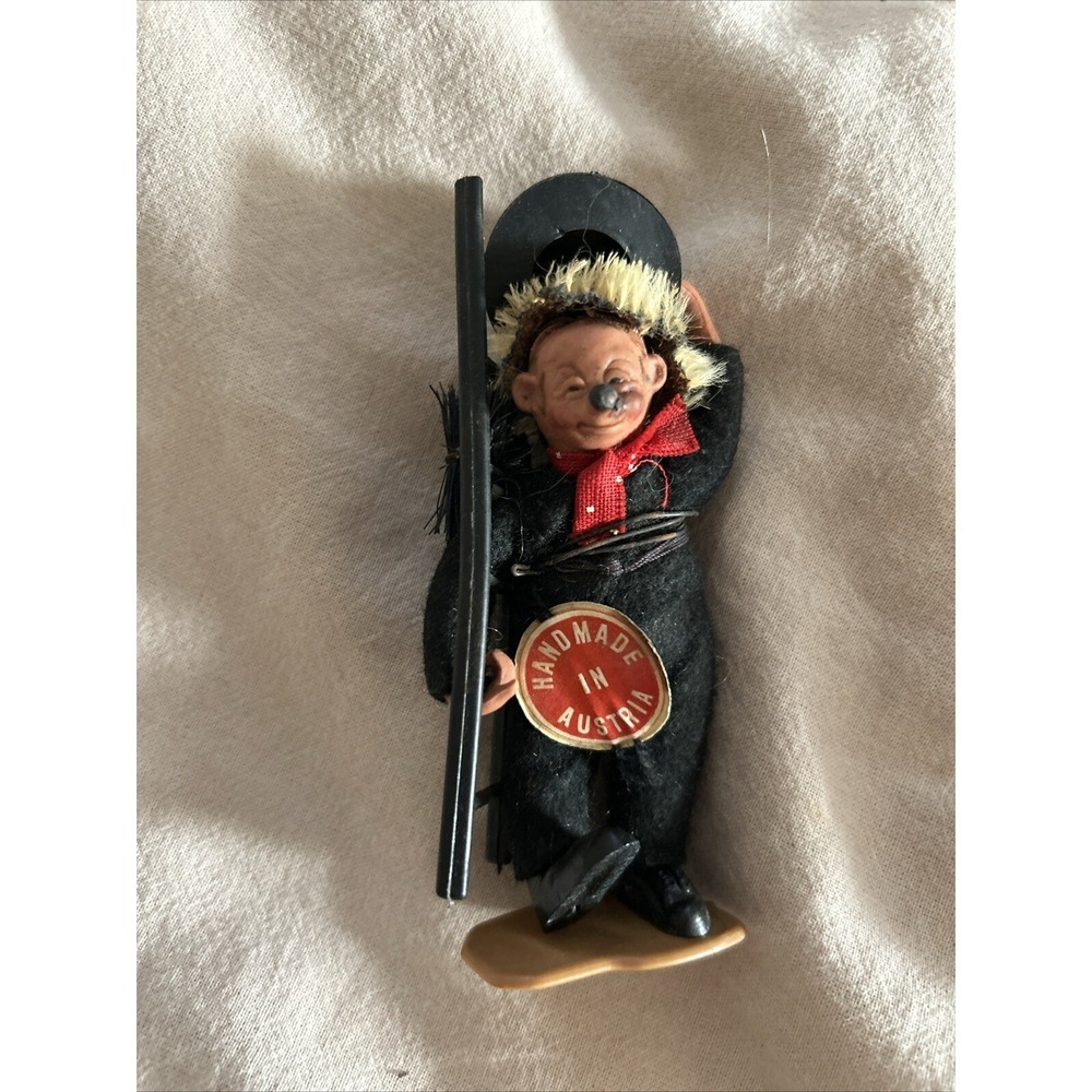 Mecki Hedgehog Chimney Sweep Ornament Figurine Steiff Austria Peter Vintage